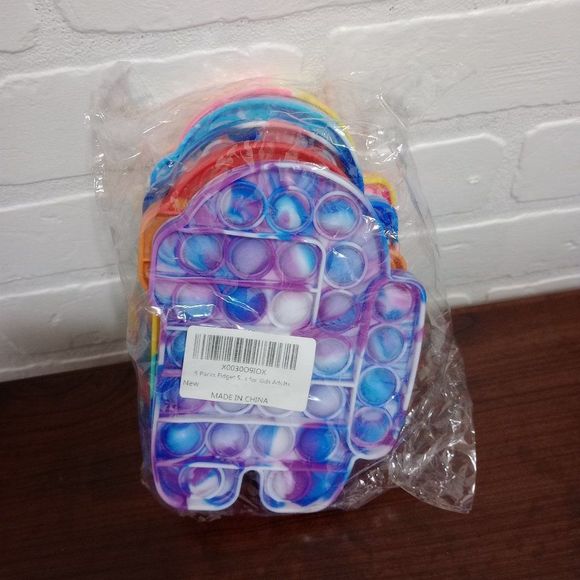 5 Pack Pop It Fidget Sensory Rainbow Toys - Picture 2 of 6